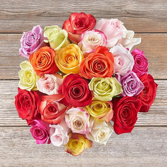Ramo de mix de rosas deluxe de Ecuador en tonos rojo, rosa y crema
